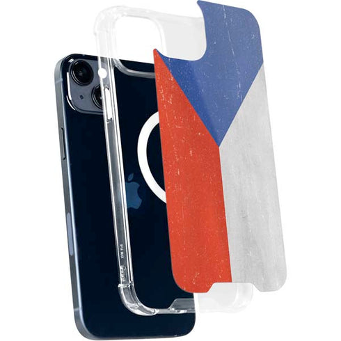 Czech Republic Flag Distressed iPhone 14 Plus MagSafe Case